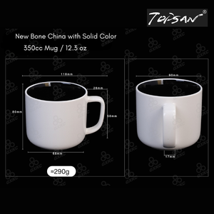แก้วกาแฟและเบียร์นม350cc เซรามิกสีดำและสีขาวน้ำตาลล้วนโบนไชน่าแบบใหม่รับโลโก้ตามสั่งสำหรับบริษัท - Product Image 4
