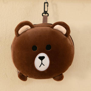 Kawaii 2-in-1 tragbare faltbare Reißverschluss-Plüsch-Schweine augen maske und Nacken kissen Reise freundliche bestickte Cartoon-Figural-Augen abdeckung - Product Image 2