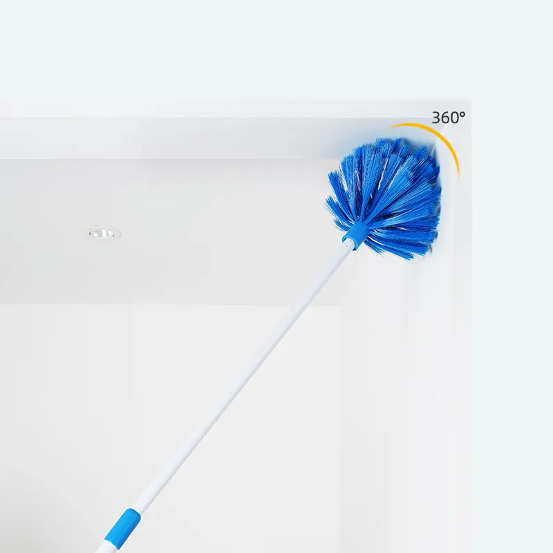 Long Handled PP Bristles Cobweb Duster Handheld Cobweb Broom With Long Pole For Clearing Dust And Cobwebs Form Ceiling