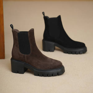 Cialisa Vintage <span class=keywords><strong>Chelsea</strong></span> bottes pour dame 2025 automne hiver marron enfant <span class=keywords><strong>daim</strong></span> chaussures quotidien talons hauts femmes bottes courtes tailles 34-40 - Product Image 4