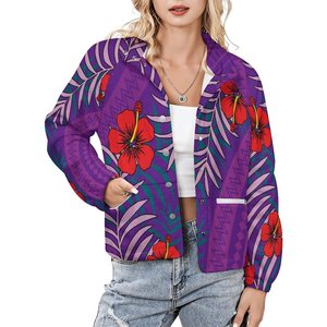 <span class=keywords><strong>Giacca</strong></span> Invernale Personalizzata con Design Polinesiano a Ibisco per Donne, Stampa su Richiesta, Collo Alto, <span class=keywords><strong>Giacca</strong></span> in <span class=keywords><strong>Peluche</strong></span> - Product Image 1