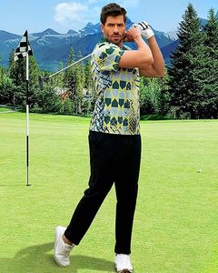 Camisas de golf para hombres Polo de manga corta Gradiente de secado rápido Absorbe la humedad Camisas estampadas atléticas Polo para hombres - Product Image 4