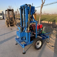 Foreuse hydraulique rotative sur roues pour puits d'eau, avec moteur et pompe à engrenages diesel, profondeur 200m