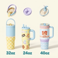 Gobelet isotherme personnalisé avec logo, 40/32/24/20 oz, avec poignée, paille amovible en Tritan, en acier inoxydable, tasse de voyage isolée sous vide