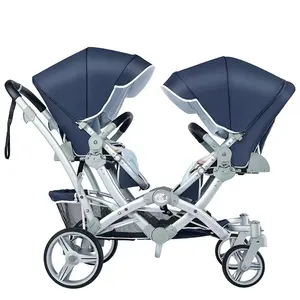 Hot Sale Good Quality Twin Baby Stroller/Pram Two-Models Can Sit and Lie Foldable For Two Babies Use Stroller