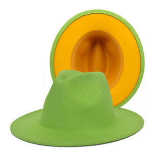 Nuevo símbolo de color de hermandad griega Popular Rosa verde azul amarillo ala ancha llano teñido Fedora lana fieltro <span class=keywords><strong>Jazz</strong></span> sombrero - Product Image 3