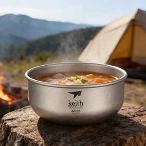 Bol en titane pur ultraléger de qualité supérieure, vaisselle écologique, à paroi simple, pour salade et nouilles, 700 ml, finition sablée gris argenté, moderne - Product Image 4