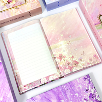 Carnet de notes à couverture rigide avec serrure à combinaison, motif floral peint à l'huile, plan de l'étoile rotatif, journal secret pour filles et étudiantes, idéal pour la vente en gros