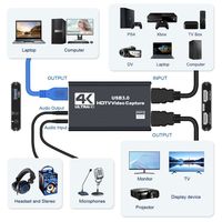 Tarjeta de Captura de Video USB 4K Full HD de Alta Calidad con Audio para Juegos y Transmisión en Vivo - Compatible con Monitor, Micrófono y Reproductor de DVD