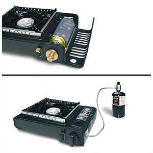 Réchaud portable double combustible (propane et <span class=keywords><strong>butane</strong></span>) pour le camping, 10000 BTU avec pare-vent et allumage automatique - Product Image 4