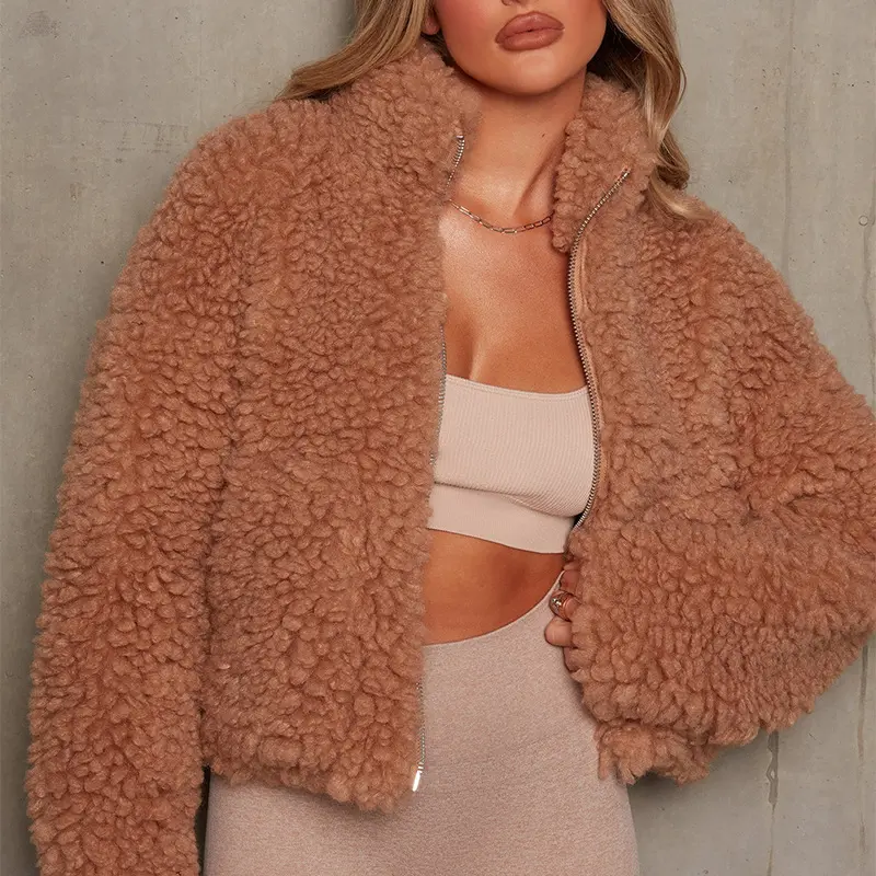 2022 Autumn And Winter Women Custom Teddy Bear Fleece Flannel Woolen Coats Women Solid Faux Fur Loose Jacket