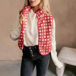 Chaleco sin Mangas con Cuello Mao de Felpa a Cuadros Vintage, Nuevo Otoño Invierno 2025, para Mujer, en Existencia - Product Image 2