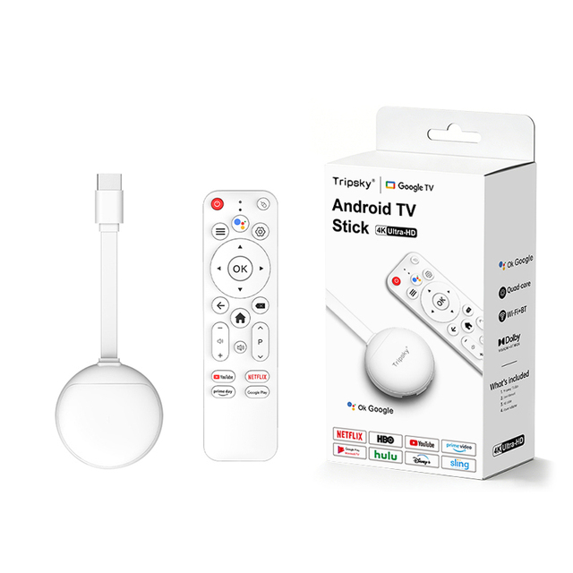 Tripsky Android 14 TV Stick RK3518 8K UHD Dual Band WiFi Voice Remote Control Smart TV Stick