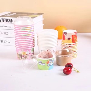 Bán Buôn 4Oz 6Oz 8Oz 10Oz Tùy Chỉnh Dùng Một Lần <span class=keywords><strong>Ice</strong></span> <span class=keywords><strong>Cream</strong></span> Cup Đóng Gói Giấy Bát Kem Bồn Tắm Loạt Với Nắp - Product Image 3
