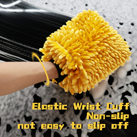 Nouveau Gant de Lavage en Chenille Jaune Brillant Amélioré, Durable, Surdimensionné, Épais, avec Doublure en Polaire Corail Imperméable pour Nettoyage Automobile