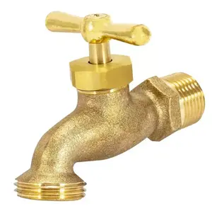 Design del modello 3D 1/2 ''3/4'' rubinetto del rubinetto del rubinetto del tubo flessibile in ottone per irrigazione a parete con maniglia in acciaio rivestito in PVC