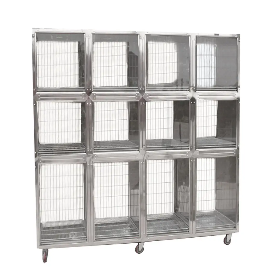 High-Quality Stainless Steel Full Round Corner Veterinary Dog show Cage For pet shop