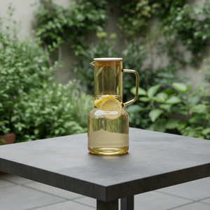 <span class=keywords><strong>Carafe</strong></span> en verre ambré avec couvercle et poignée, pichet moderne en borosilicate pour thé glacé et jus, idéal pour la porte du réfrigérateur - Product Image 5
