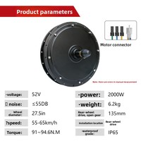 Kit de conversion de vélo électrique tout-terrain puissant 2000W 52V avec moteur sans balais, écran LED, jantes MTX bleues, contrôleur double mode UKC1