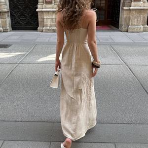 Vestido Maxi de Mujer sin Mangas con Abertura, Estilo Elegante y Sencillo, Liso, Novedad al por Mayor, para Uso Diario, para Chicas - Product Image 2