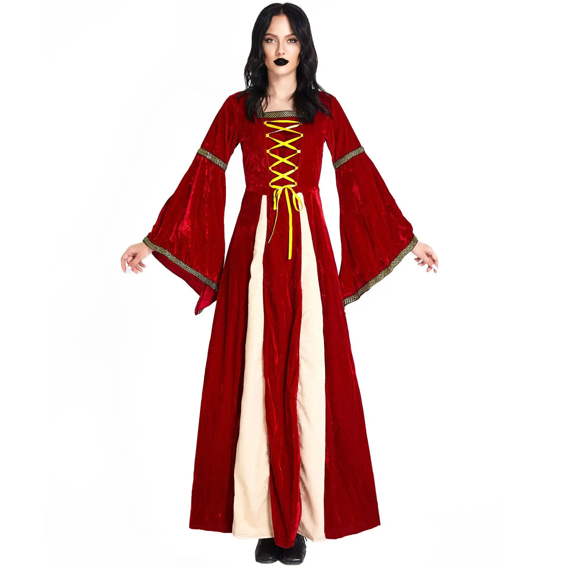 M-XXL 중세 레트로 코트 여왕 의상 할로윈 의상 멋진 드레스 공 성능 의상