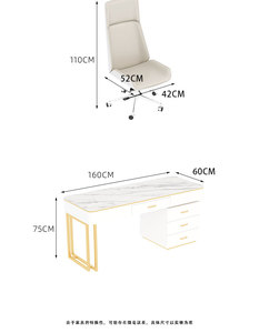 Luce moderna di lusso in marmo salone di bellezza medica Reception ufficio consulenza scrivania semplice metallo bianco per la casa scrivania - Product Image 6