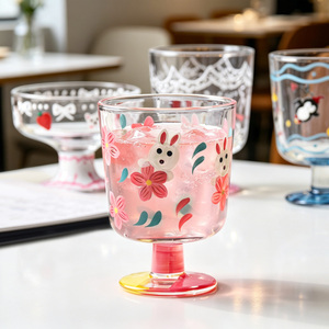 Offre Spéciale – Verres à Boire Peints à la Main, Gobelets en Verre Coloré avec Pied, Coupes à Dessert sur Pied, Verres à Lait et à Crème Glacée pour Restaurants - Product Image 2