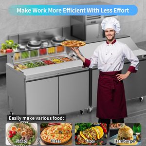 Equipo de Refrigeración Comercial de 48 W para Cocina, Mesa de Preparación de Sándwiches y Ensaladas de Acero Inoxidable con 12 Recipientes para Restaurantes y Cafeterías - Product Image 2