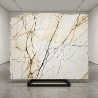 Dalle de marbre Calacatta Paonazzo italien naturel, poli, blanc jaune avec veines noires et dorées, pour comptoirs et revêtements de sol de luxe