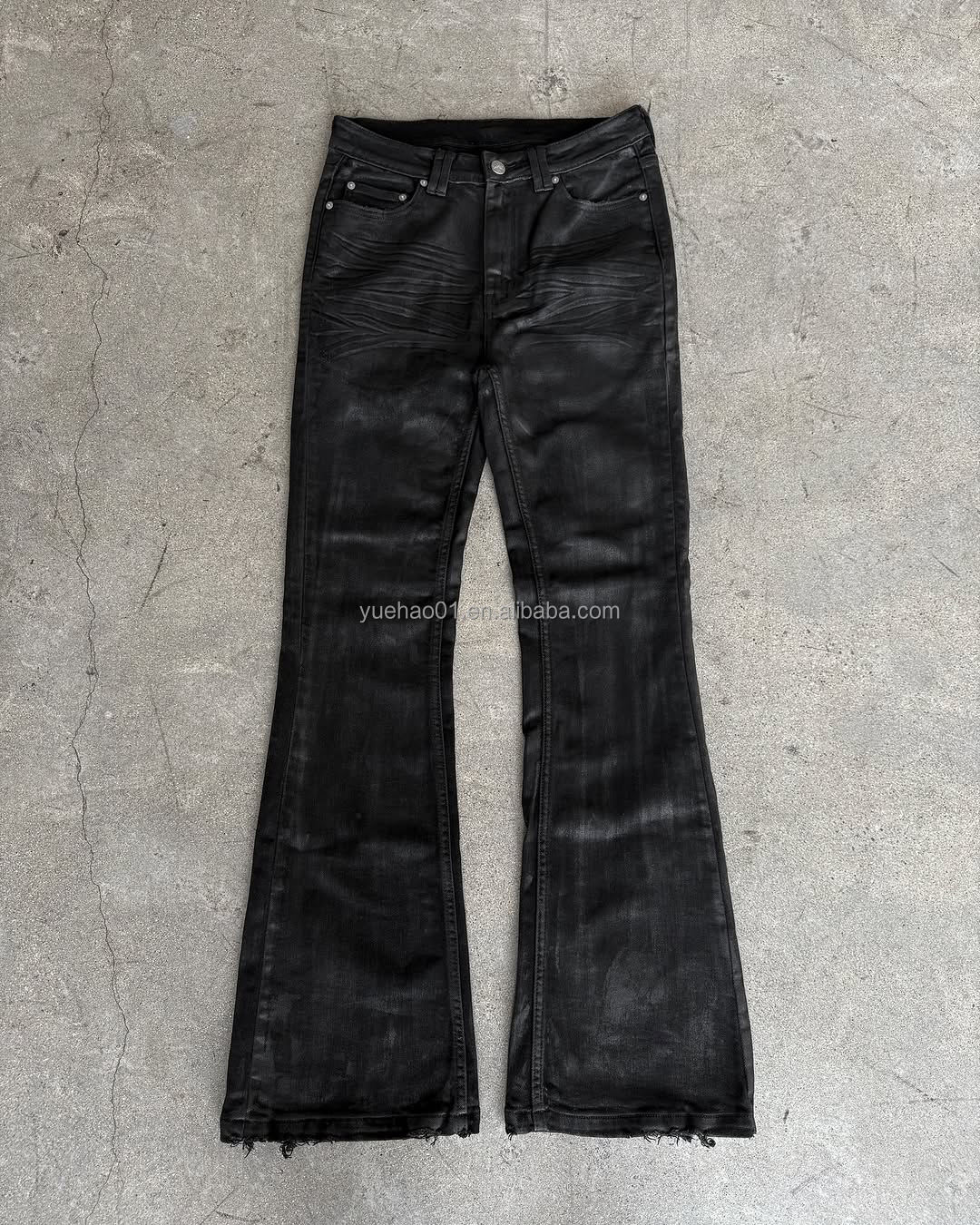 Black Wax Coated Skinny Jeans Mens High Quality Denim