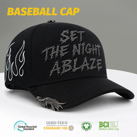 Casquettes de baseball brodées personnalisées de qualité supérieure avec lettres en strass, visière incurvée réglable, 5 panneaux, style snapback