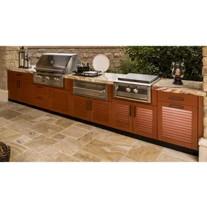 Außenküchenschrank Kochplatten 7-Verbrenner-Reichweite Küchen-Gasherd Kaminofen mit Schrank