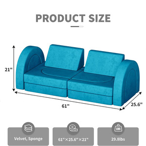 Matelas de jeu pour enfants en mousse haute densité, personnalisable, pliable, modulable, avec coussins de canapé d'escalade en éponge - Product Image 5