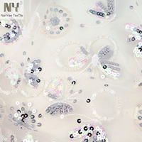 Tissu en dentelle à sequins papillon Nanyee, 100% polyester, tissu en maille tricotée, tissu brodé pour mariage, pour filles