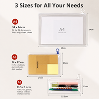 Carpeta de almacenamiento de papelería, bolsa con cremallera de PVC, bolsa para documentos A4 A5 A6, carpeta con cremallera, suministros escolares y de oficina, bolsa de plástico con cremallera