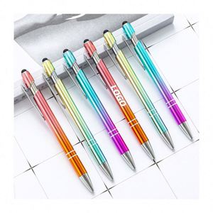 Stylos à bille métalliques personnalisés avec logo dégradé - Écriture fluide, stylos promotionnels compatibles avec les écrans tactiles pour les entreprises - Product Image 1