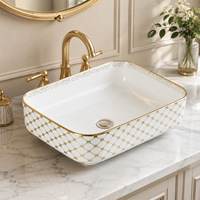 Lavabo rectangulaire en céramique et granit, design moderne et luxueux, pour salle de bain d'hôtel, à poser sur le plan.