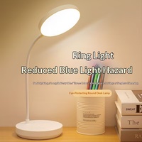 Pour l'étude, avec support de téléphone, 360 °   Lampe de lecture réglable, gradation progressive, lampe de bureau LED rechargeable pour la protection des yeux