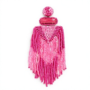 Pendientes de borla con cuentas rosas, estilo bohemio para mujer, joyería de fiesta, accesorio de moda - Product Image 1
