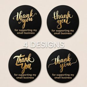 2 Inch Round Black Gold Foil Stickers 500 Pcs Waterproof Self Adhesive <b>Labels</b> For Small Business <b>Packaging</b> Envelope Bag Box Seal - Product Image 5