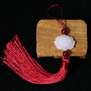 Venta al por mayor de borlas de fábrica de ventilador blanco Jade Lotus antiguo disfraz Hanfu colgante borla llavero borla de seda - Product Image 5