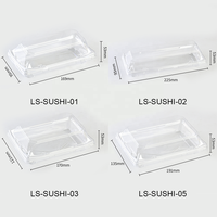 Contenants à sushi jetables transparents écologiques recyclables, ensembles d'assiettes à sushi en plastique, boîtes d'emballage pour sushi en PET R-PET