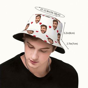 Bob unisexe personnalisé avec photo, motif d'amour imprimé, style pêcheur, avec motif de dessin animé en tissu tissé, cadeau personnalisé unique - Product Image 5