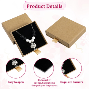 Custom Logo Luxury Brown Drawer Sliding Paper Velvet Necklace Ring Bracelet Packaging Jewelry <b>Box</b> - Product Image 2