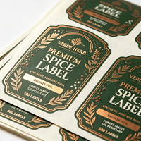 Étiquette personnalisée en feuille de bronze pour épices, autocollant mat résistant à l'huile pour l'emballage des pots d'herbes aromatiques