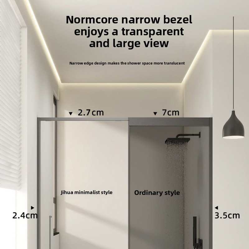 One Line Hotel Bathroom Tempered Glass