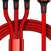 Kabel Pengisian Daya 3-in-1 Cepat dengan Desain Anyaman Nylon Tipe-C untuk Pengisian Smartphone dengan Desain Anyaman 21A.