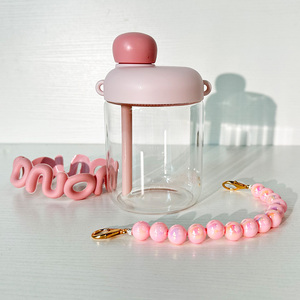 <span class=keywords><strong>Tasse</strong></span> en verre borosilicaté résistant à la chaleur avec poignée bouteille d'eau d'impression personnalisée en silicone - Product Image 1