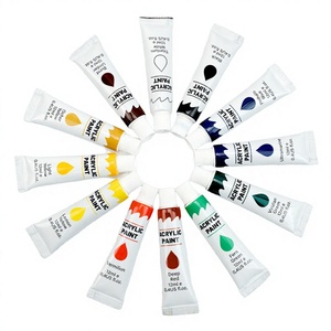 Ensemble de peinture acrylique à base d'eau non toxique Flysea pour adultes et enfants, 12 couleurs, 12 ml, pour papier - Product Image 2