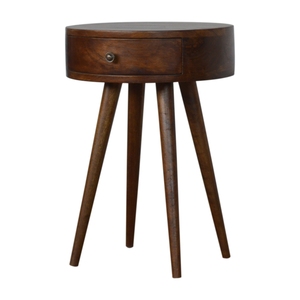Nordic Chestnut Circular Nightstand 1 <b>Drawer</b> Nordic Legs Bedroom <b>Storage</b> - Product Image 3